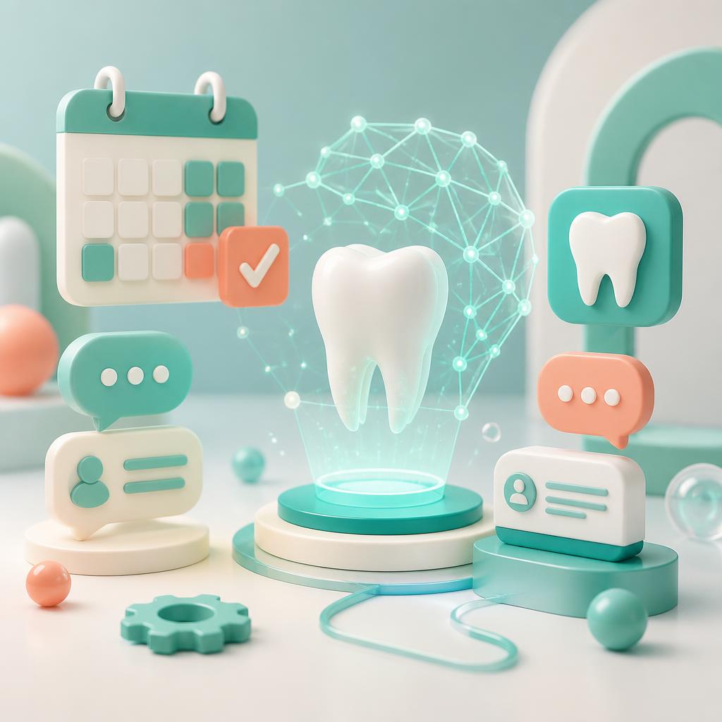 Ilustración abstracta de automatización dental con IA